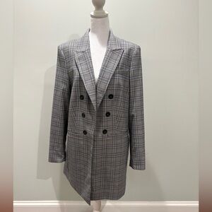 Tommy Hilfiger Navy and White Plaid Blazer